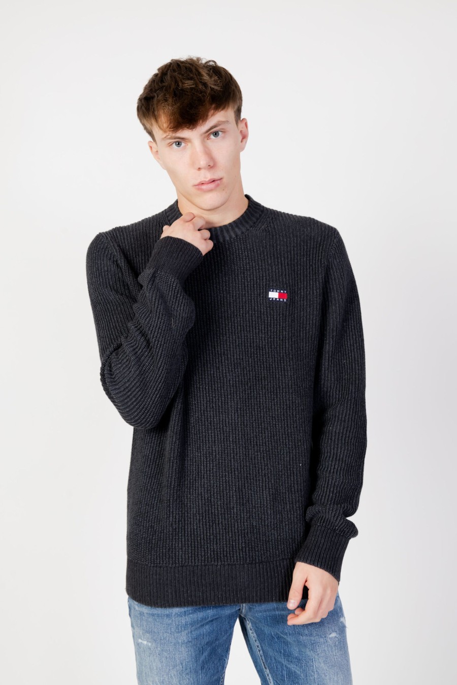 Uomo Tommy Hilfiger | Maglione Tommy Hilfiger Tjm Reg Tonal Xs Bad Nero