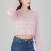 Donna Only | Maglione Only Onlviva Life Ls Crop O-Neck Cc Knt Rosa