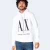 Uomo Armani Exchange | Felpa Con Cappuccio Armani Exchange Sweatshirt Bianco