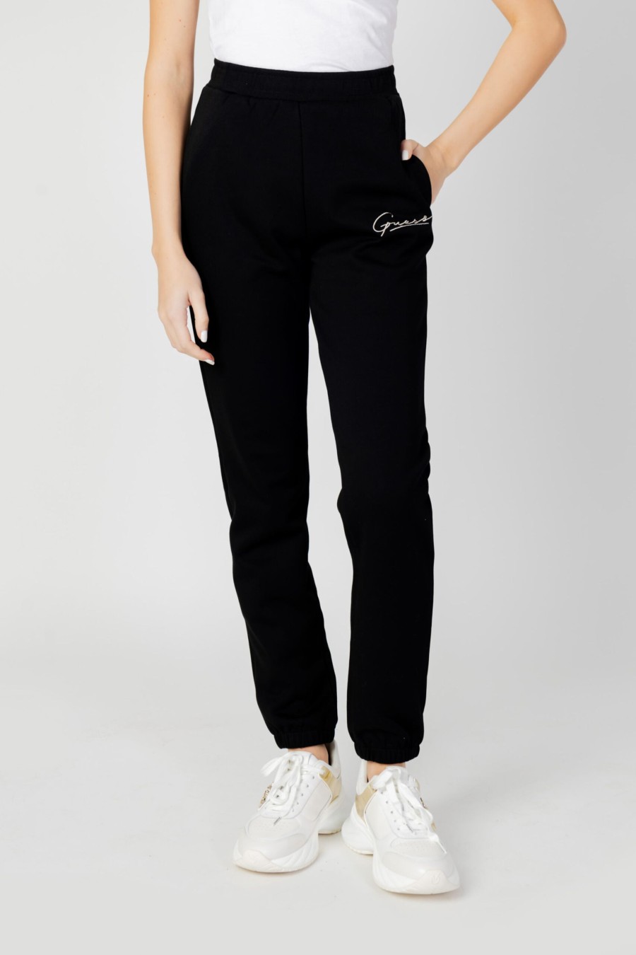 Donna Guess | Pantaloni Sportivi Guess Active Allycia Cuff Long Nero