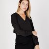 Donna Jacqueline de Yong | Bluse Manica Lunga Jacqueline De Yong Jdypiper L/S Foil V-Neck Top Wvn Nero