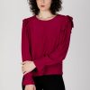 Donna Vila Clothes | Bluse Manica Lunga Vila Clothes Vifini O-Neck L/S Top - Noos Bordeaux