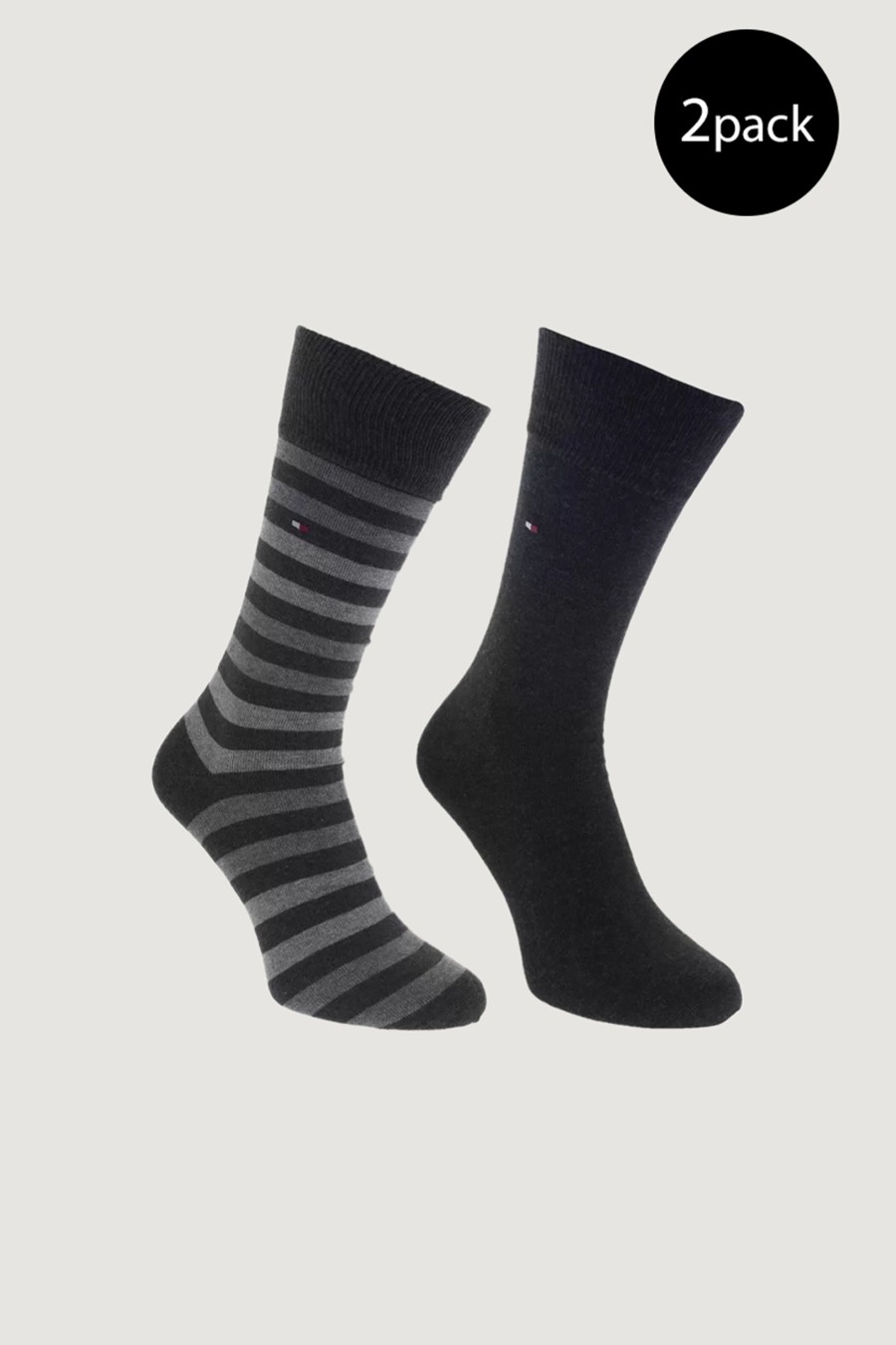 Uomo Tommy Hilfiger | Calzini Lunghi Tommy Hilfiger Duo Stripe Sock 2P Nero