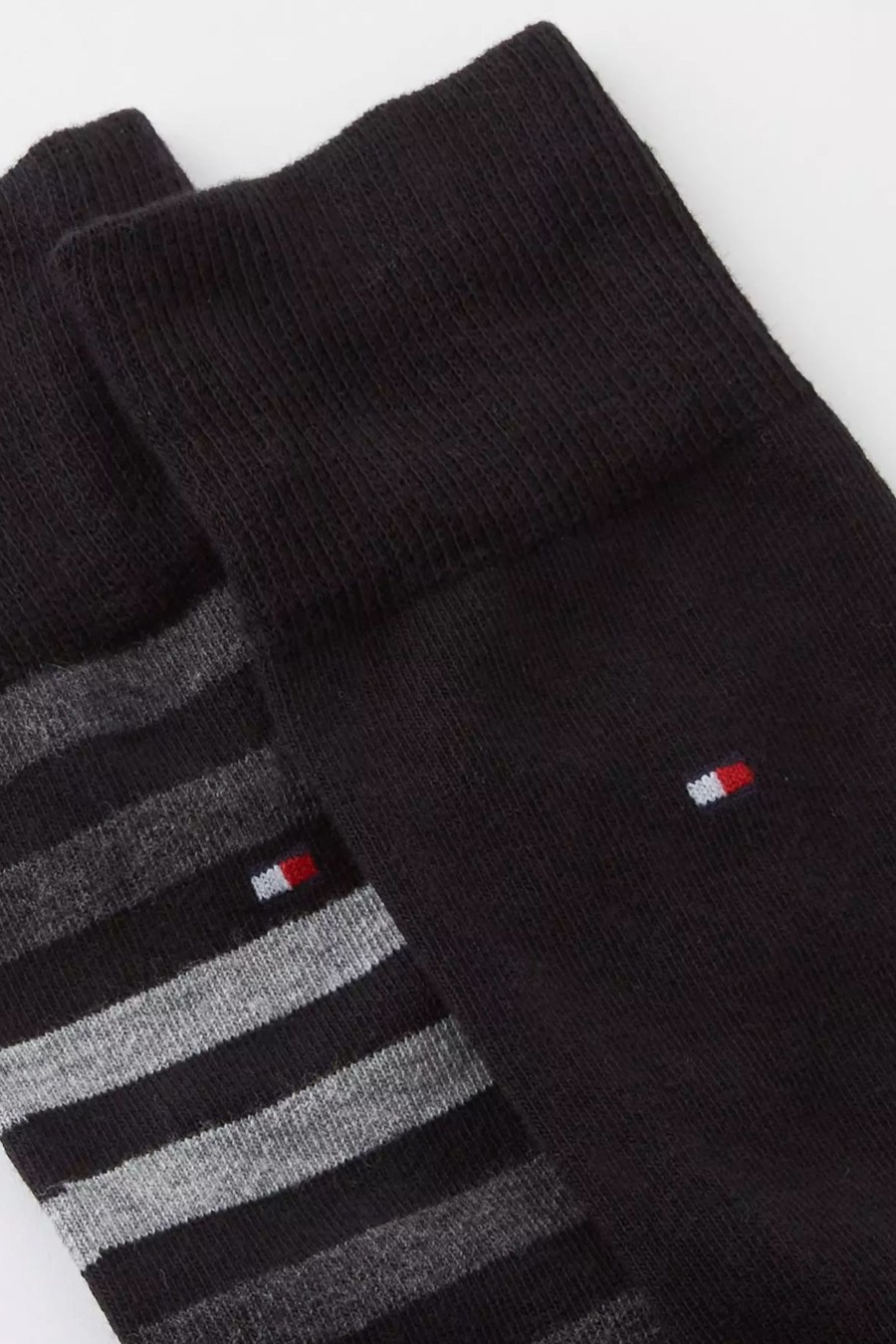 Uomo Tommy Hilfiger | Calzini Lunghi Tommy Hilfiger Duo Stripe Sock 2P Nero